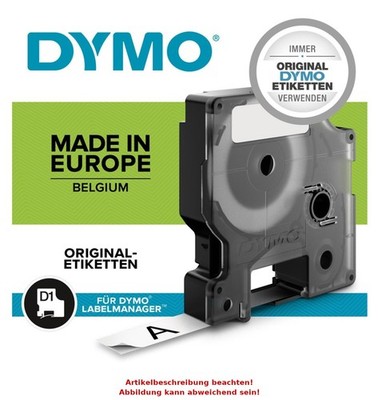 DYMO D1 Schriftbandkassette weiß/schwarz, 12 mm x 3 m