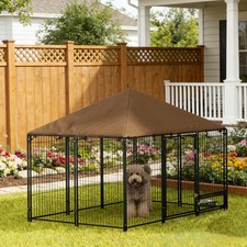 Outdoor Dog Kennel Playpen 6.9' x 4.6' x 5' H Metal Oxford Fabric