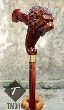 Lion Handle Walking Stick Wooden Hand Carved Walking Cane Lion Xmas Best Gift