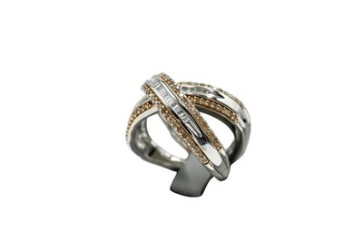 #ad HSN Sterling Silver Champagne amp; White Diamond quot;Xquot; Ring. Size 6 $162.49