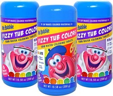 Mr. Bubble Fizzy Tub Colors Bath Water Coloring Tabelets, 6 Bright Colors, Red,