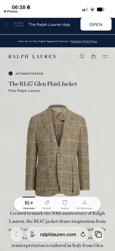 Polo Ralph Lauren RL67 Glen Plaid Jacket Summer Tweed 44R NWT image 14