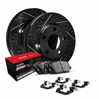 R1 Concepts Whuh1 46032 R1 Brake Rotors   D S   Black W  Optimum Oe Pads   Hdw