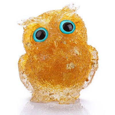 Hand-Carved Natural Crystal Owl Statue Reiki Healing Gemstone Animal Figurine...