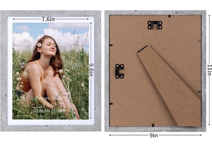 8X10 Picture Frames with Mat Gray Wood Set of 15, Display 8 by 10 Photos with Ma - Image 3 of 4