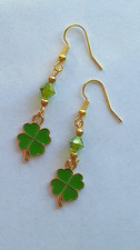 St. Patrick's Day SHAMROCK Dangle Earrings NEW Handmade