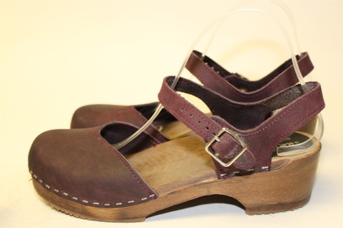 Sandgrens Saragasso Swedish Clogs Womens 9.5 10 40 Maroon Leather Buckle Sandals - Picture 10 of 24