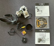 PARTS ONLY VTG Minolta DiMAGE 5, 3.2 MP, 7X Zoom Camera Many Extras PARTS ONLY!