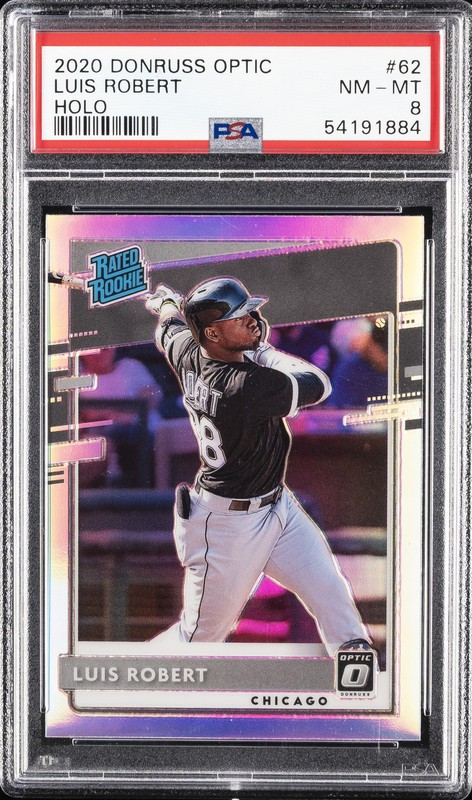 2020 PANINI DONRUSS OPTIC HOLO #62 LUIS ROBERT ROOKIE RC PSA 8