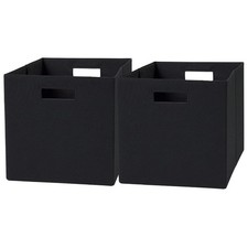 Fabric Cube Storage Bins 12.75" x 12.75" , Black, 2 Pack