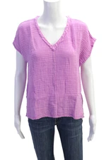 Michael Stars Womens Gauge Draya V Neck Blouse Smoothie Pink Size Medium