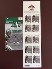 Canada Stamp Booklet - 2012  *P-stamp CFL SASKATCHEWAN ROUGHRIDERS Booklet of 10