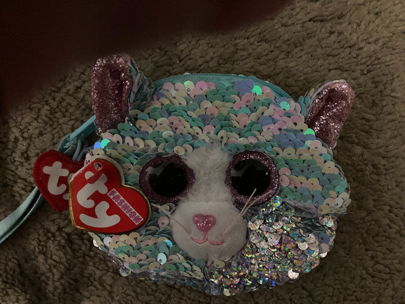 TY Sequined Cat Wristlet Purse