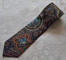 GENTS ITALY VINTAGE AUTHENTIC KENZO PARIS PAISLEY BLUE SILK MENS NECK TIE