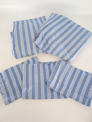 Longaberger Classic Blue White Striped Lined Window Curtains & Valances82''X 46''