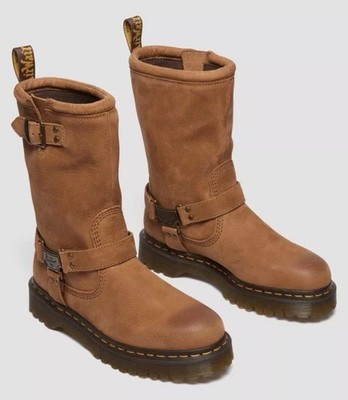 DR. MARTENS ANISTONE HI Nubuck BIKER Harness BOOTS US M- 8 or 14 W-9 or 15