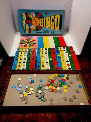 Post WWll Bingo Game w Spinner Board Cards & Markers Complete Set
