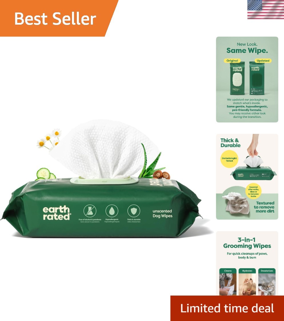 Hypoallergenic Pet Wipes for Dogs & Cats - 100 Count Unscent