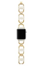 Tory Burch Double-T Link Apple Watch Bracelet in Ivory