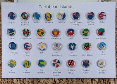 Karibik Inseln Flagge Karte Pins Set - 29 handgefertigte Flaggen Kartenpins für Holzkarten