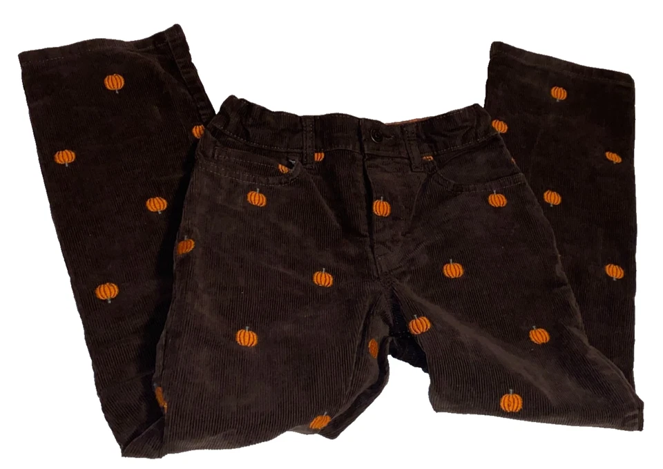K1!ВАУ! Праздничные брюки Gymboree 6 для мальчиков коричневые вельветовые с вышивкой ТЫКВА - Изображение 4 из 4