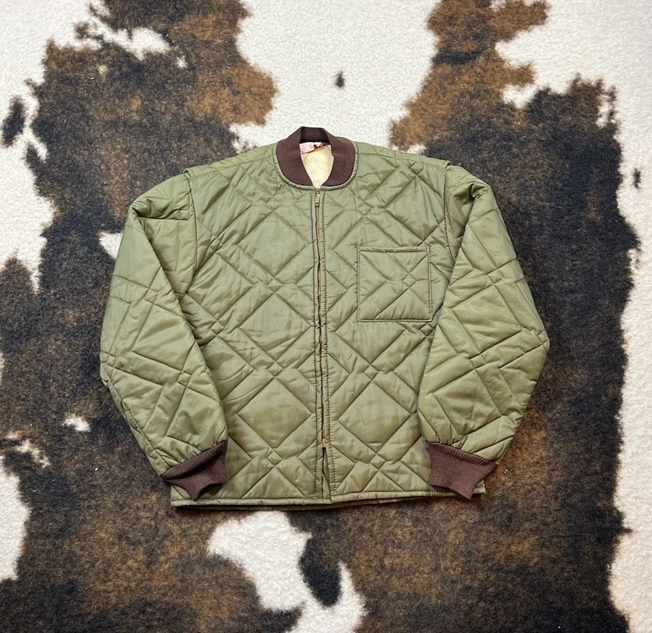 Vintage Samco Thermal Quilted Jacket Jacket Size Small Green @EE *minor stain*