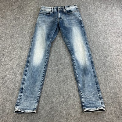 G-Star Herren Jeans Slim Skinny 29 32 helle Waschung blau Schnurrhaare Stretch Revend