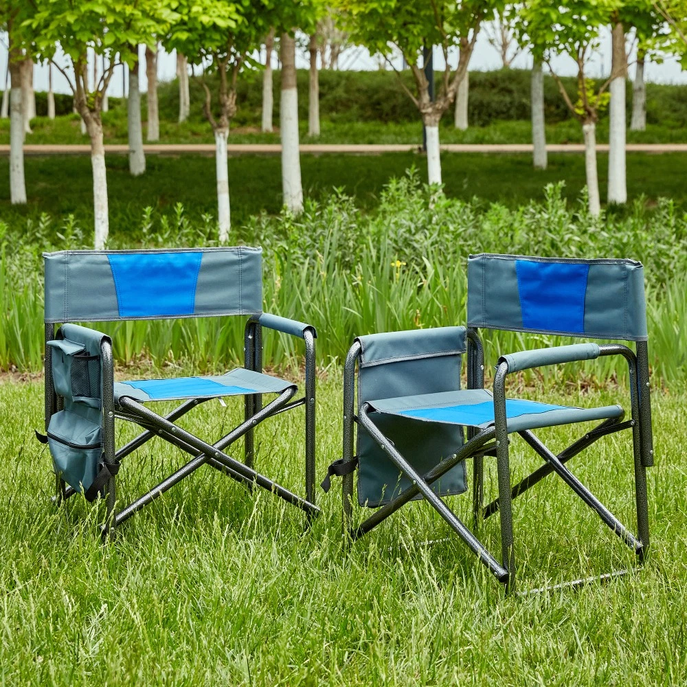 2-Piece Padded Folding Outdoor Chairs with Storage Pockets, Lightweight HCHI484609319680747521