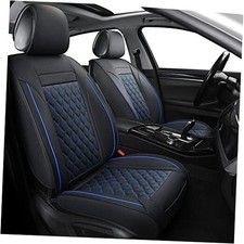 Black/Blue Leather Car Seat Covers - Universal Fit for Most Full Set