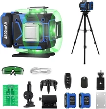AZZUNO Laser Level 360 Self Leveling with Tripod with 2x4800mAh Batteries Blue