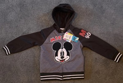Disney Jungen grau & schwarz Reißverschluss Mickey Mouse Sweatshirt Hoodie Größe 4T Alter 4
