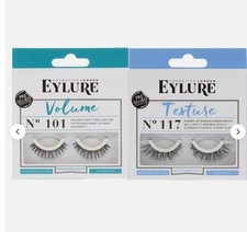 Eylure Volume No 101 and Texture 117 False Lashes Pre Glued Strip Fake Eyelashes