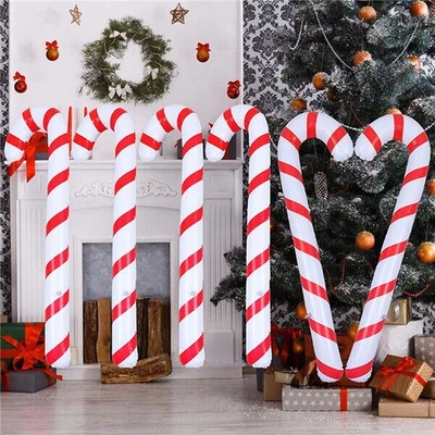 UNBRAND 4/6/8PC Giant Inflatable Candy Canes for Christmas PVC Cane Xmas Ornament Decor