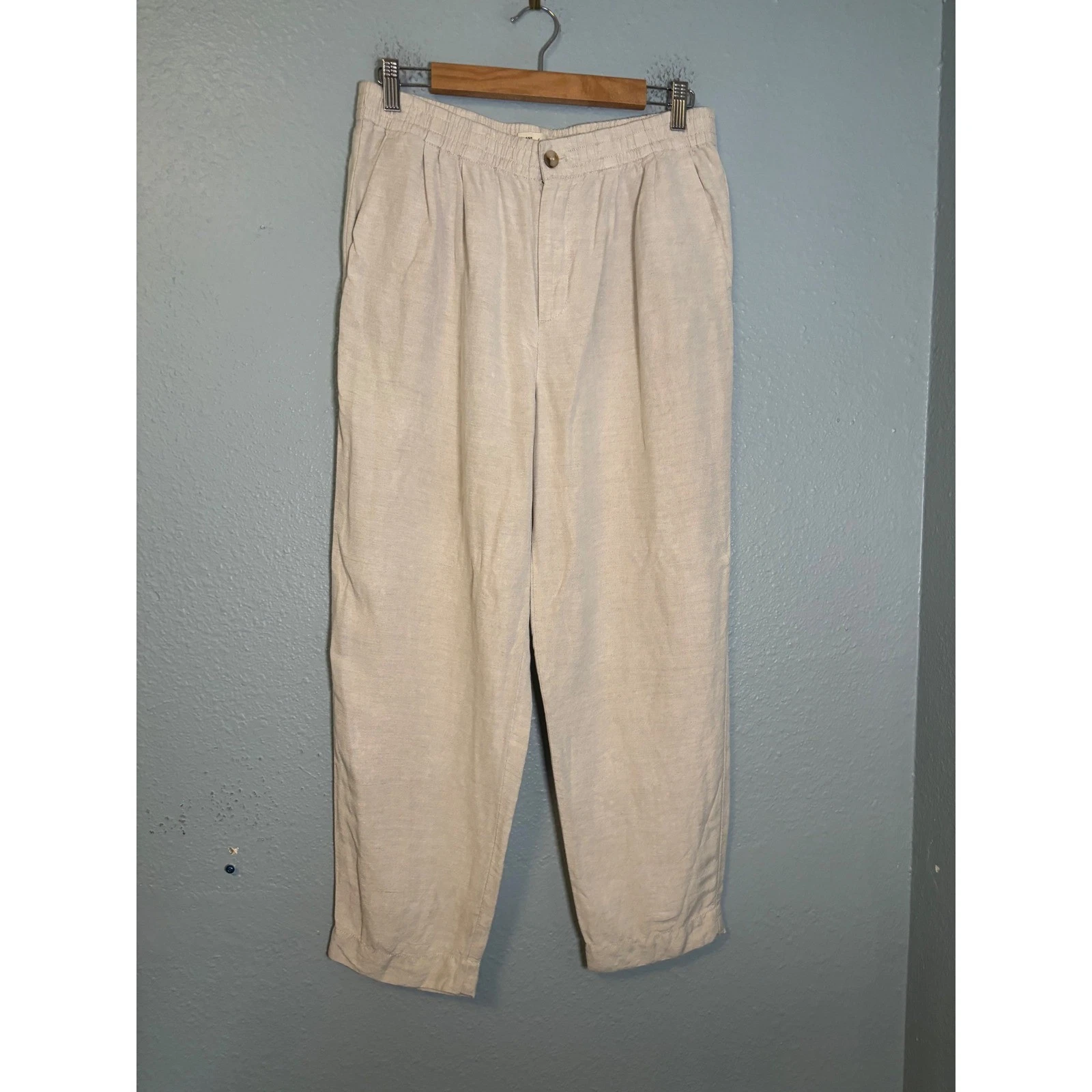 Madewell Linen Blend Track Trousers Heathered Natural Beige Size Medium