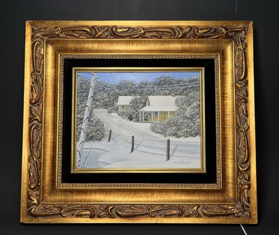 #ad Vintage G. von TRIER Original Painting 9.25 X7” Signed Numbered Winter Scene $325.00