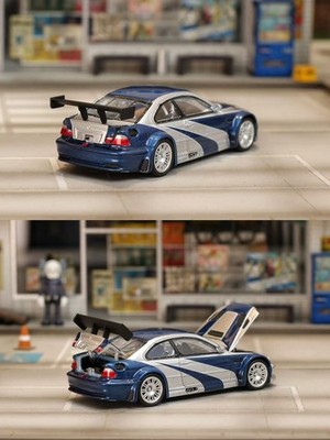 Pre-sale Ghost Player 1:64 E46 M3 GTR NFS Silver/Blue Openable