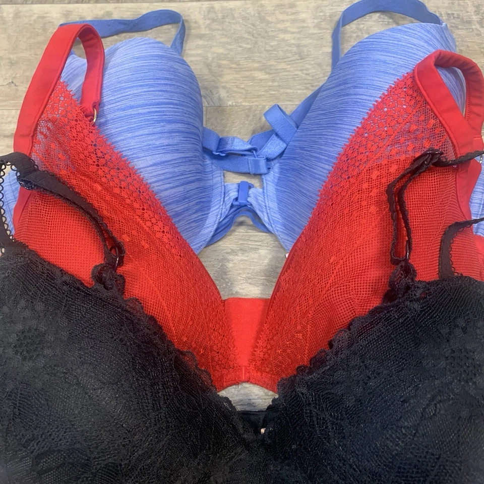 Victoria Secret Bundle 5 Variety Bras Unlined Demi No Wire Lace Plunge 36 DD - Image 3 of 4