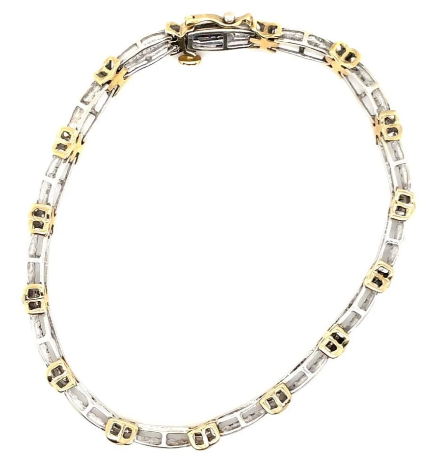 10k Two-Tone Gold 1/2ct Diamond Link Bracelet 9.8g - Image 4 of 4
