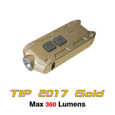 Nitecore TIP 2017 LED USB Rechargeable Keychain Flashlight - Gold