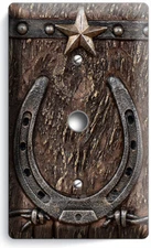 RUSTIC WESTERN COWBOY LONE STAR HORSESHOE LIGHT SWITCH OUTLET WALL PLATES DECOR