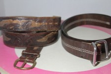 VINTAGE LEATHER HAND TOOLED BELT MEXICO HAS EAGLES EAGLE W EXTRA BELT