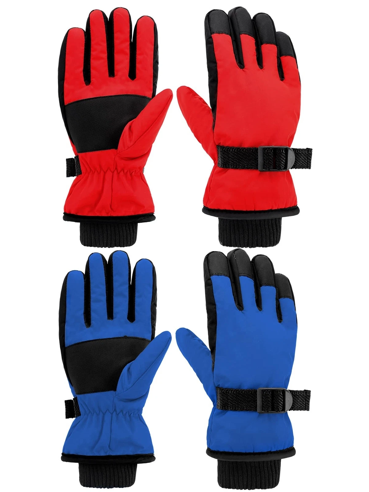 2 Pairs Kids Snow Gloves Waterproof Winter Ski Gloves Warm Unisex Gloves with...