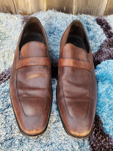 Boss Hugo Boss Para Hombre Marrón Cuero Sin Cordones Mocasines Zapatos  Talla 10 | eBay