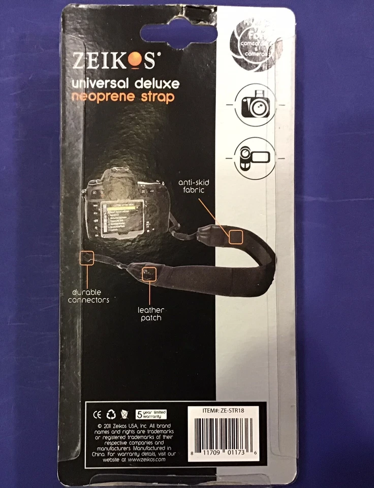 Zeikos Deluxe Neoprene Universal Camera Neck/Shoulder Strap Shock Absorb ZESTR18 - Image 2 of 2