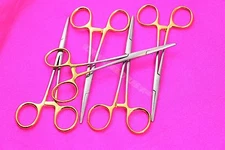 NEW 5 O.R GRADE GOLD HEMOSTATS / LOCKING FORCEPS 5.5" Straight - Stainless Steel