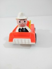 Vintage Fisher Price Little People Fireman w/Freckles and Fire Truck