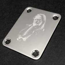 GUITAR NECK PLATE - Engraved Photo Etched - WILLIE NELSON - CHROME