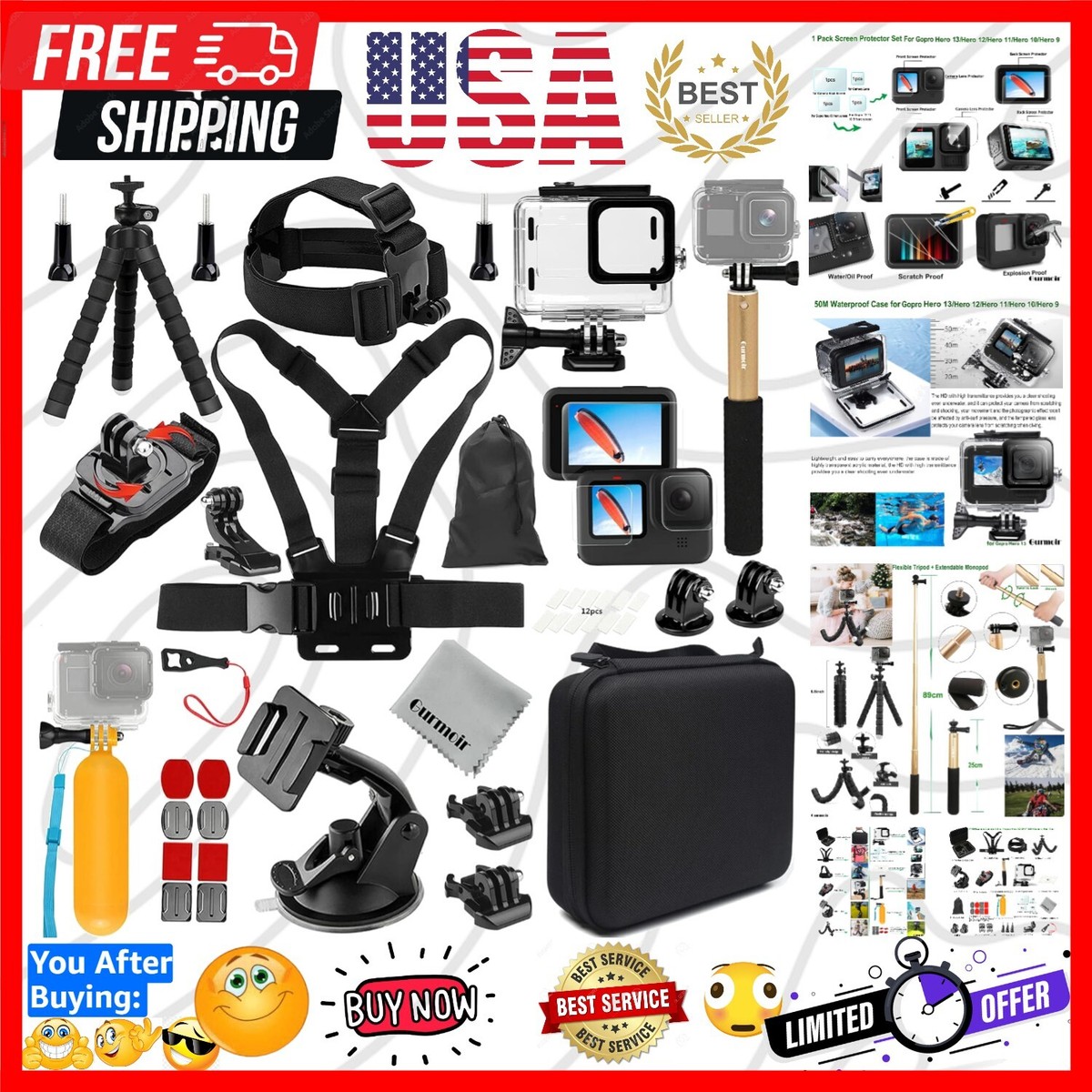 Go Pro Accessory Kit Ultimate Combo Kit 33 accessories for GoPro