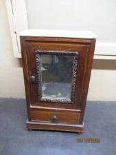 Armadio antico per bambole francese con porta/cassetto/sotto in marmo a specchio