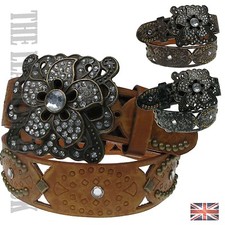 New Cheap Fashion Flower Buckle Design Diamond Studded Belt For Ladies wm10